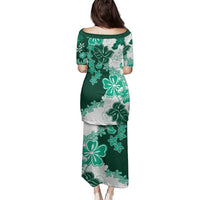 Green Hibiscus Plumeria Floral Family Matching Puletasi and Hawaiian Shirt LT01 - Polynesian Pride