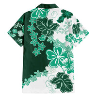 Green Hibiscus Plumeria Floral Family Matching Tank Maxi Dress and Hawaiian Shirt - Polynesian Pride