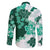 Green Hibiscus Plumeria Floral Family Matching Tank Maxi Dress and Hawaiian Shirt - Polynesian Pride