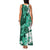 Green Hibiscus Plumeria Floral Family Matching Tank Maxi Dress and Hawaiian Shirt - Polynesian Pride