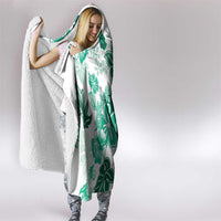 Green Hibiscus Plumeria Floral Hooded Blanket - Polynesian Pride
