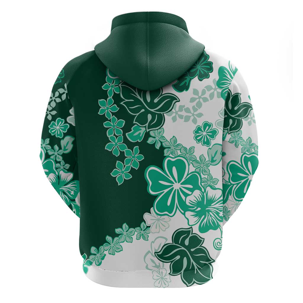 Green Hibiscus Plumeria Floral Hoodie - Polynesian Pride