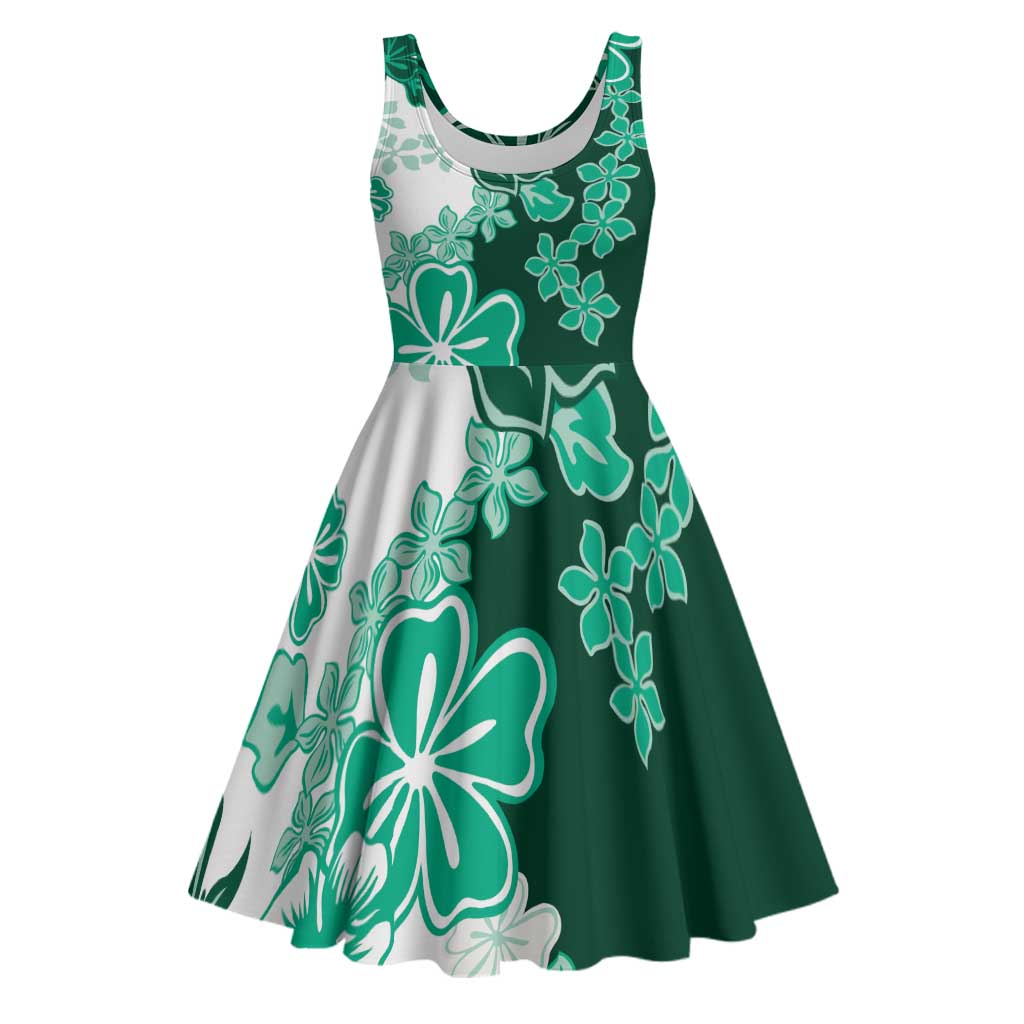 Green Hibiscus Plumeria Floral Midi Dress - Polynesian Pride