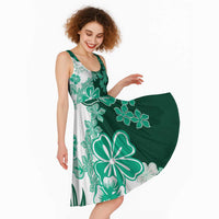 Green Hibiscus Plumeria Floral Midi Dress - Polynesian Pride