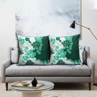 Green Hibiscus Plumeria Floral Pillow Cover - Polynesian Pride