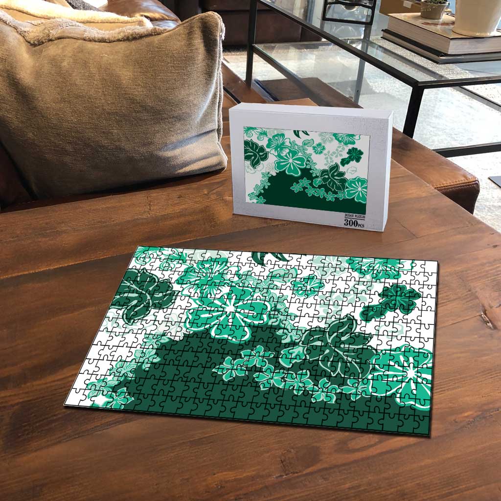 Green Hibiscus Plumeria Floral Puzzle LT01