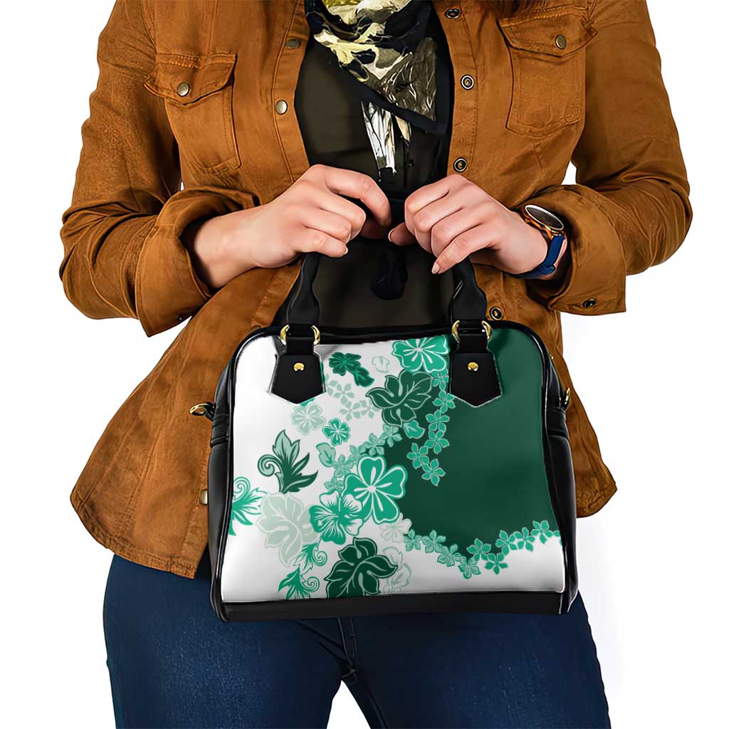 Green Hibiscus Plumeria Floral Shoulder Handbag - Polynesian Pride
