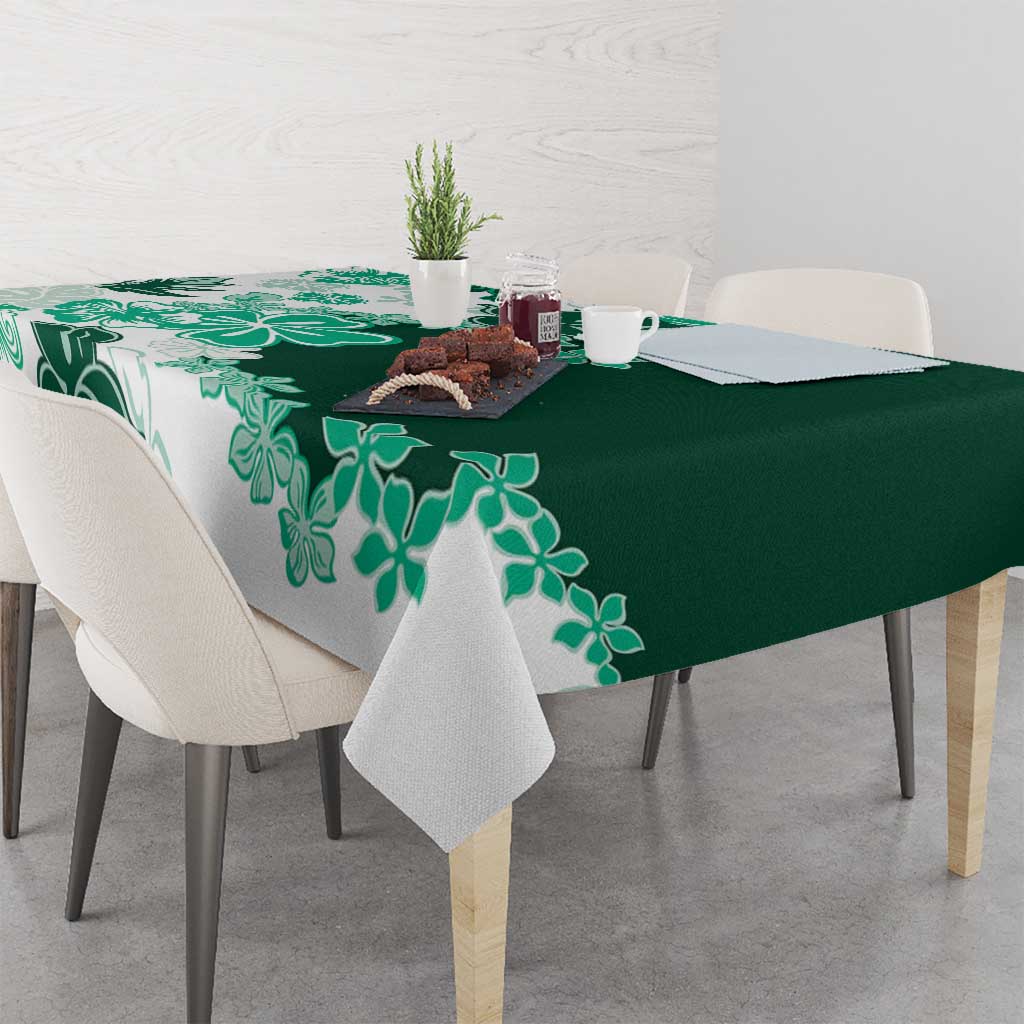 Green Hibiscus Plumeria Floral Tablecloth - Polynesian Pride