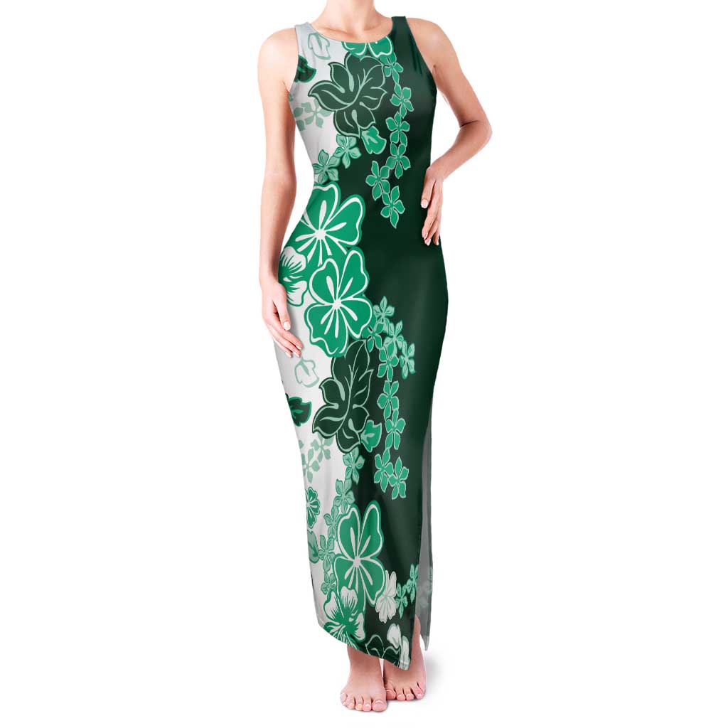 Green Hibiscus Plumeria Floral Tank Maxi Dress - Polynesian Pride