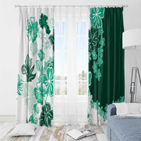 Green Hibiscus Plumeria Floral Window Curtain - Polynesian Pride