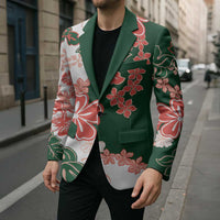 Green Orange Hibiscus Plumeria Floral Blazer - Polynesian Pride