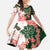 Green Orange Hibiscus Plumeria Floral Family Matching Long Sleeve Bodycon Dress and Hawaiian Shirt - Polynesian Pride