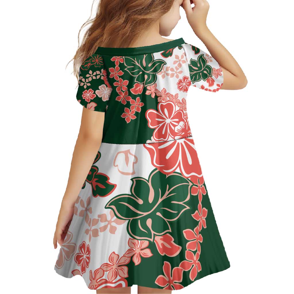 Green Orange Hibiscus Plumeria Floral Family Matching Mermaid Dress and Hawaiian Shirt LT01 - Polynesian Pride