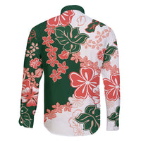 Green Orange Hibiscus Plumeria Floral Family Matching Puletasi and Hawaiian Shirt LT01 - Polynesian Pride