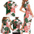 Green Orange Hibiscus Plumeria Floral Family Matching Short Sleeve Bodycon Dress and Hawaiian Shirt - Polynesian Pride