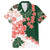Green Orange Hibiscus Plumeria Floral Family Matching Short Sleeve Bodycon Dress and Hawaiian Shirt - Polynesian Pride