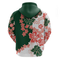 Green Orange Hibiscus Plumeria Floral Hoodie - Polynesian Pride