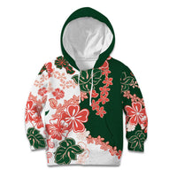 Green Orange Hibiscus Plumeria Floral Kid Hoodie - Polynesian Pride