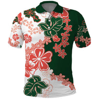 Green Orange Hibiscus Plumeria Floral Polo Shirt - Polynesian Pride