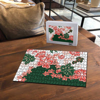 Green Orange Hibiscus Plumeria Floral Puzzle LT01