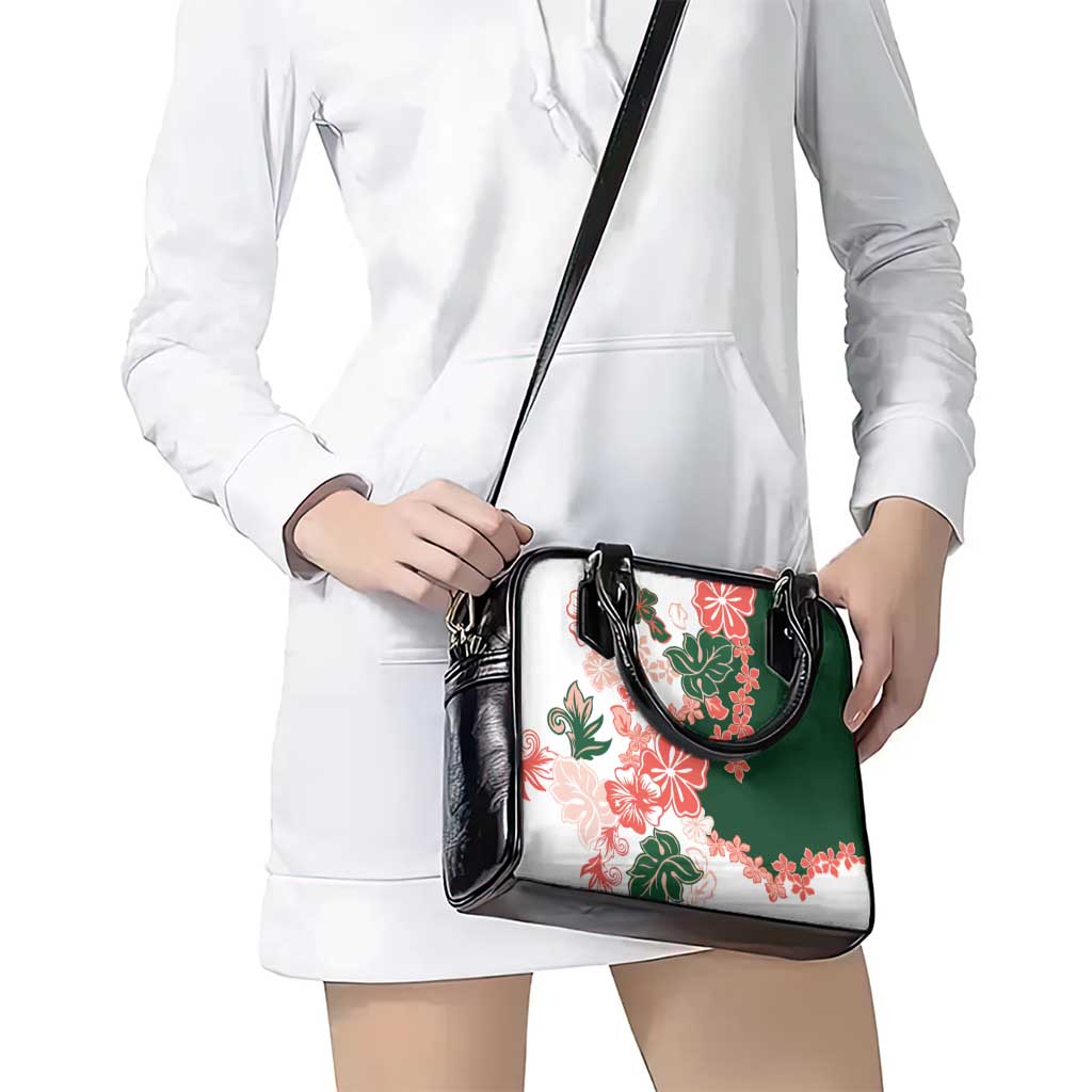 Green Orange Hibiscus Plumeria Floral Shoulder Handbag - Polynesian Pride