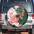 Green Orange Hibiscus Plumeria Floral Spare Tire Cover - Polynesian Pride