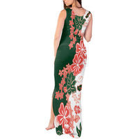 Green Orange Hibiscus Plumeria Floral Tank Maxi Dress - Polynesian Pride