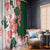 Green Orange Hibiscus Plumeria Floral Window Curtain - Polynesian Pride