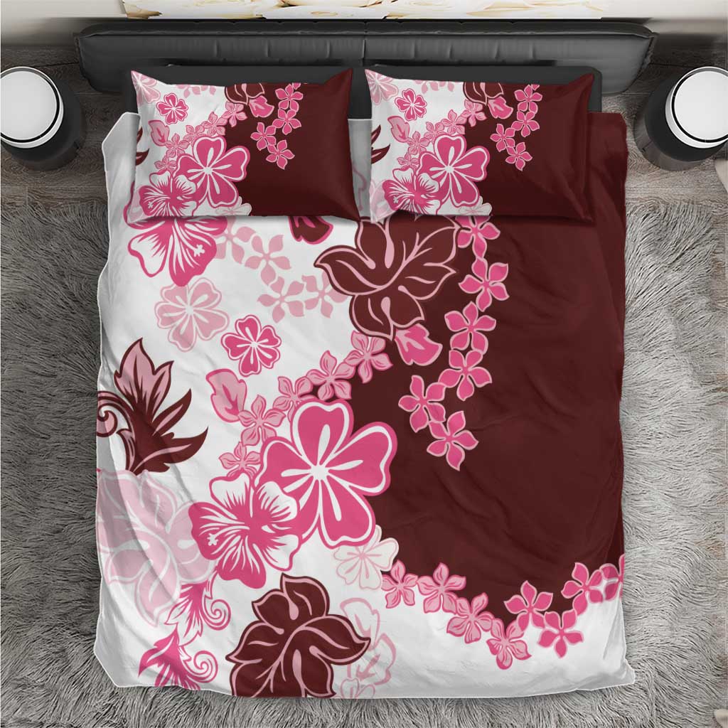 Pink Hibiscus Plumeria Floral Bedding Set - Polynesian Pride