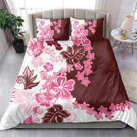 Pink Hibiscus Plumeria Floral Bedding Set - Polynesian Pride