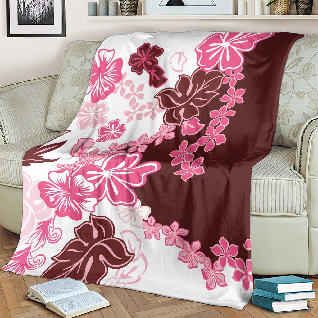 Pink Hibiscus Plumeria Floral Blanket - Polynesian Pride