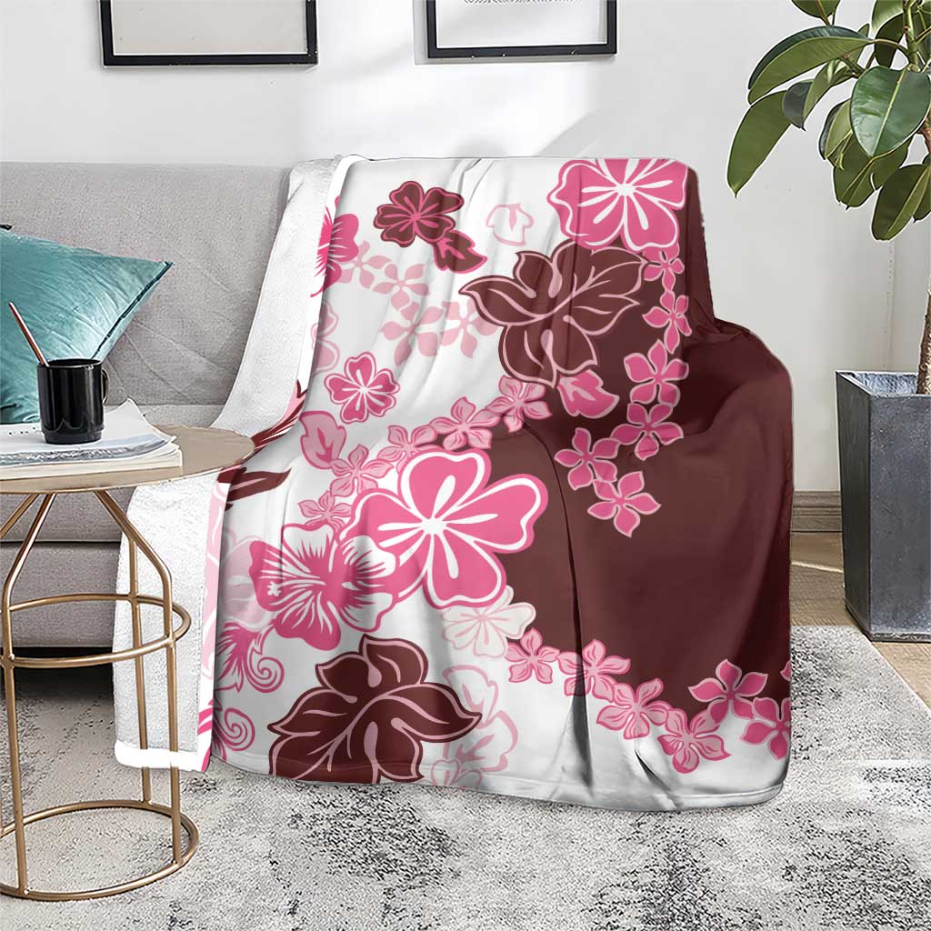 Pink Hibiscus Plumeria Floral Blanket - Polynesian Pride