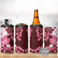 Pink Hibiscus Plumeria Floral 4 in 1 Can Cooler Tumbler - Polynesian Pride