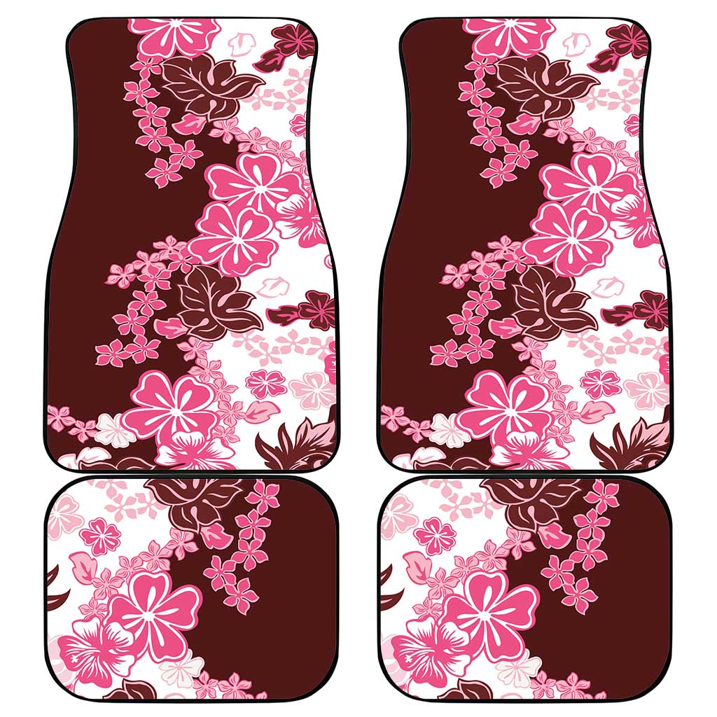 Pink Hibiscus Plumeria Floral Car Mats - Polynesian Pride