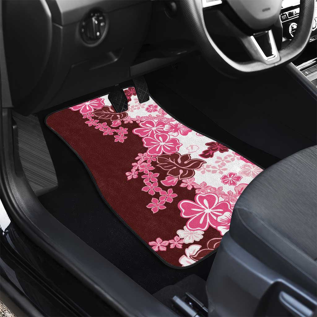 Pink Hibiscus Plumeria Floral Car Mats - Polynesian Pride