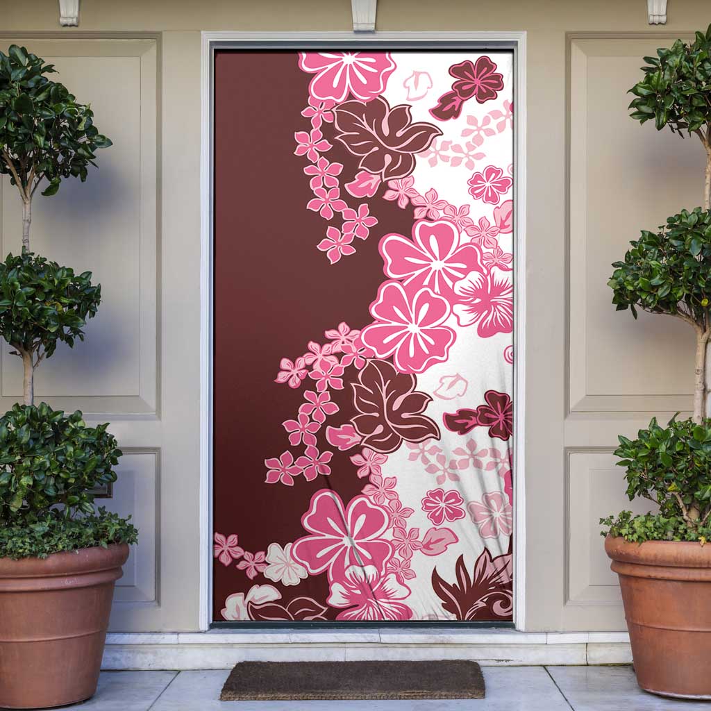 Pink Hibiscus Plumeria Floral Door Cover - Polynesian Pride