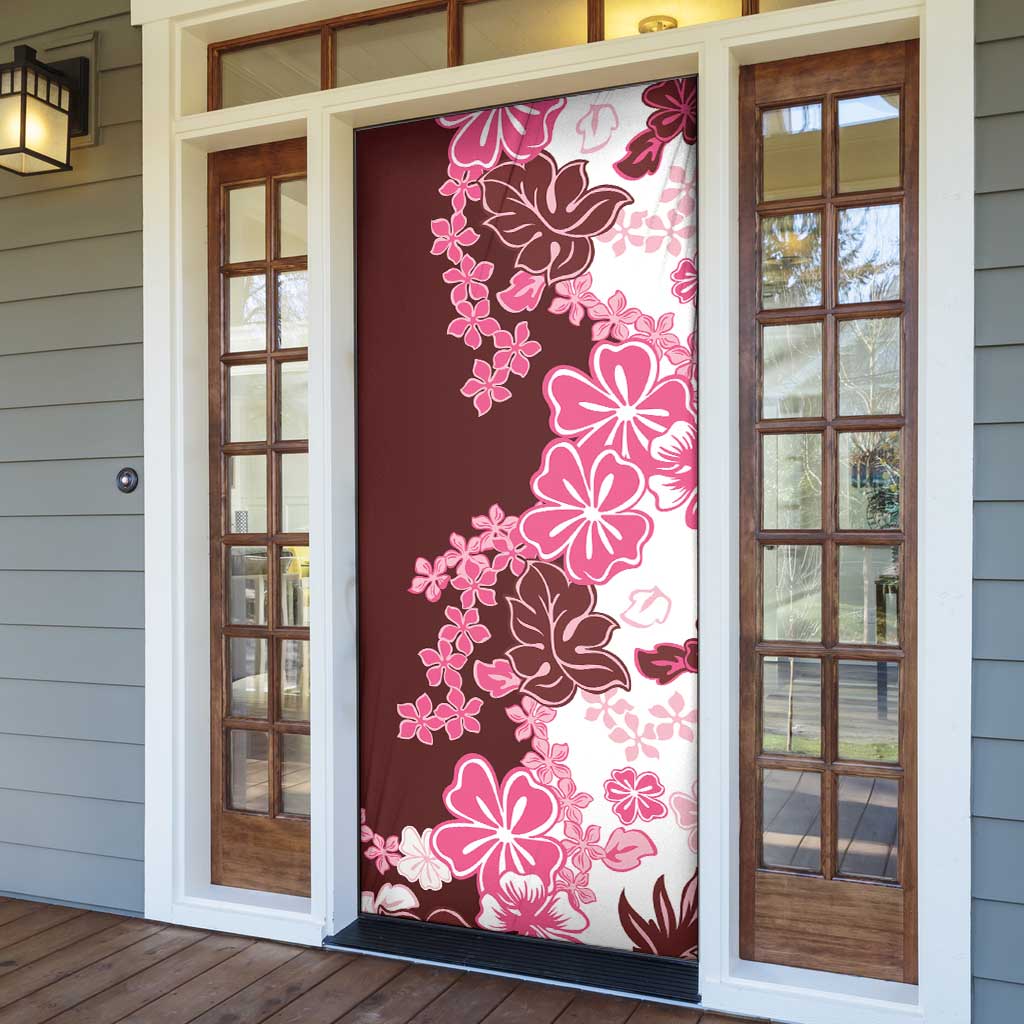 Pink Hibiscus Plumeria Floral Door Cover - Polynesian Pride