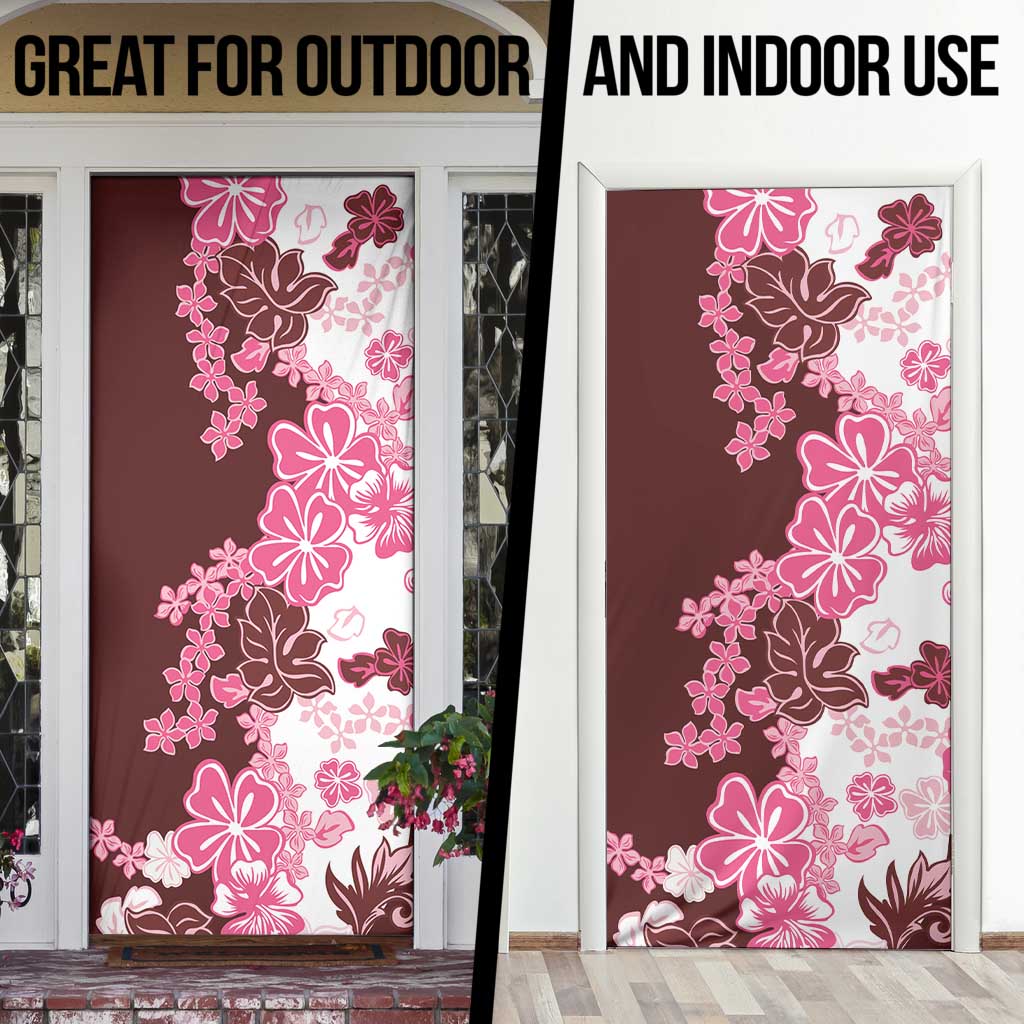 Pink Hibiscus Plumeria Floral Door Cover - Polynesian Pride