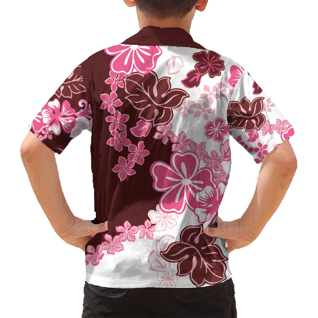 Pink Hibiscus Plumeria Floral Family Matching Long Sleeve Bodycon Dress and Hawaiian Shirt LT01 - Polynesian Pride