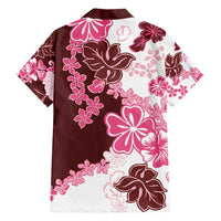 Pink Hibiscus Plumeria Floral Family Matching Long Sleeve Bodycon Dress and Hawaiian Shirt LT01 - Polynesian Pride