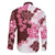 Pink Hibiscus Plumeria Floral Family Matching Mermaid Dress and Hawaiian Shirt - Polynesian Pride
