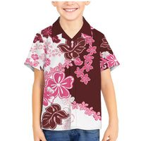 Pink Hibiscus Plumeria Floral Family Matching Mermaid Dress and Hawaiian Shirt LT01 Son's Shirt Pink - Polynesian Pride