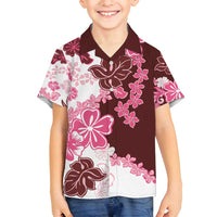 Pink Hibiscus Plumeria Floral Family Matching Puletasi and Hawaiian Shirt LT01 Son's Shirt Pink - Polynesian Pride