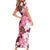 Pink Hibiscus Plumeria Floral Family Matching Short Sleeve Bodycon Dress and Hawaiian Shirt - Polynesian Pride