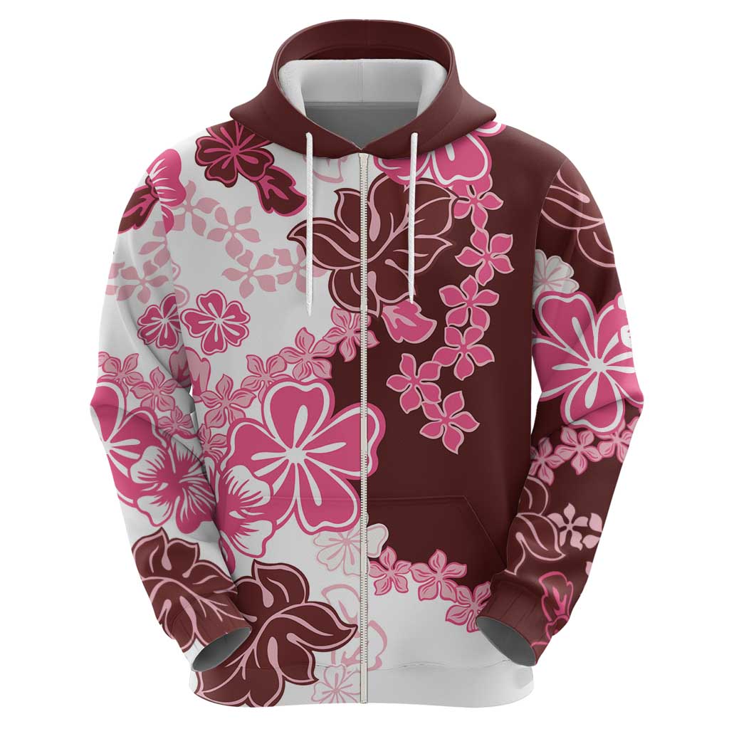 Pink Hibiscus Plumeria Floral Hoodie - Polynesian Pride