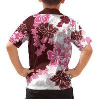 Pink Hibiscus Plumeria Floral Kid Hawaiian Shirt - Polynesian Pride
