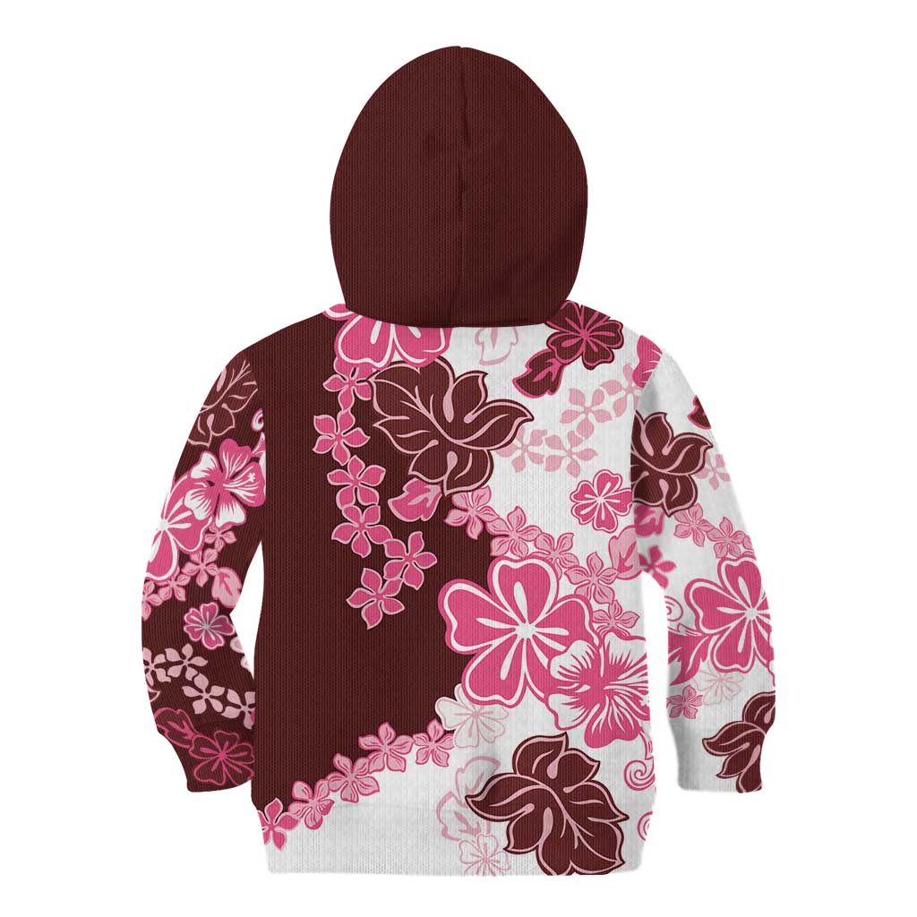 Pink Hibiscus Plumeria Floral Kid Hoodie - Polynesian Pride