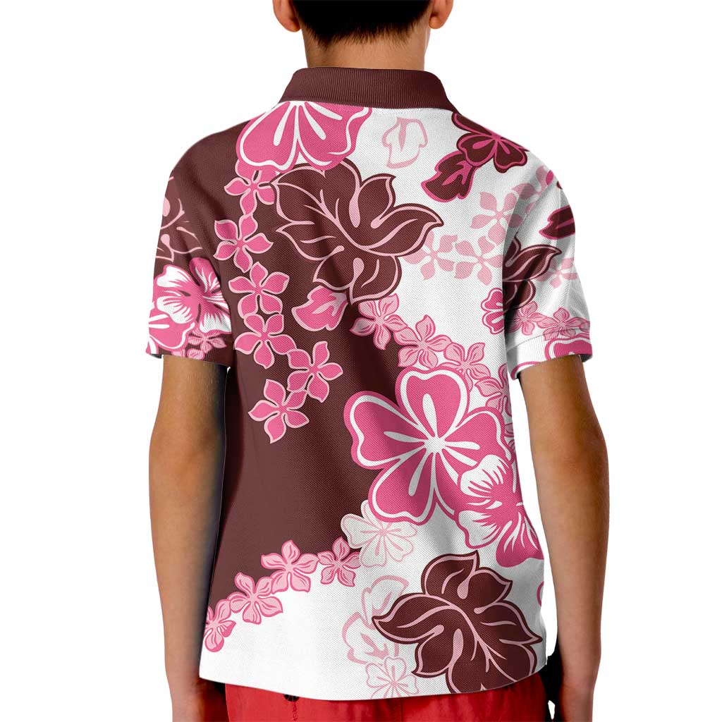 Pink Hibiscus Plumeria Floral Kid Polo Shirt - Polynesian Pride