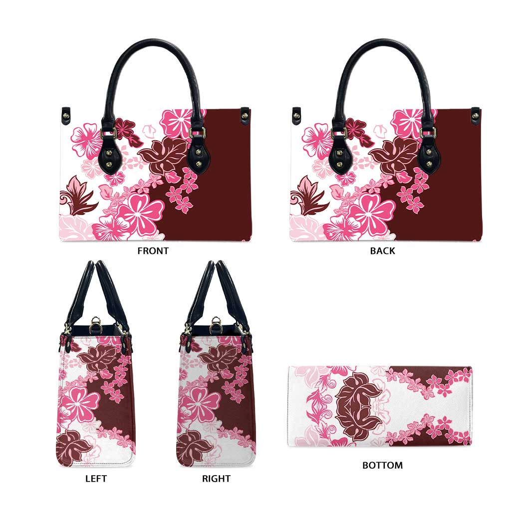 Pink Hibiscus Plumeria Floral Leather Bag - Polynesian Pride