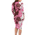Pink Hibiscus Plumeria Floral Long Sleeve Bodycon Dress - Polynesian Pride